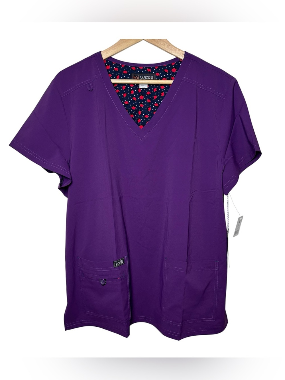 Set of 2 NEW Koi Basics Scrub Tops XL Women Purple Becca Medical Nursing Stretch - Picture 3 of 7